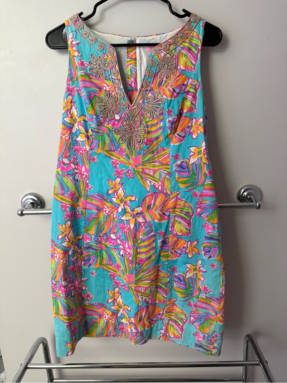 Lilly Pulitzer Turquoise Multicolor Embellished Shift Dress